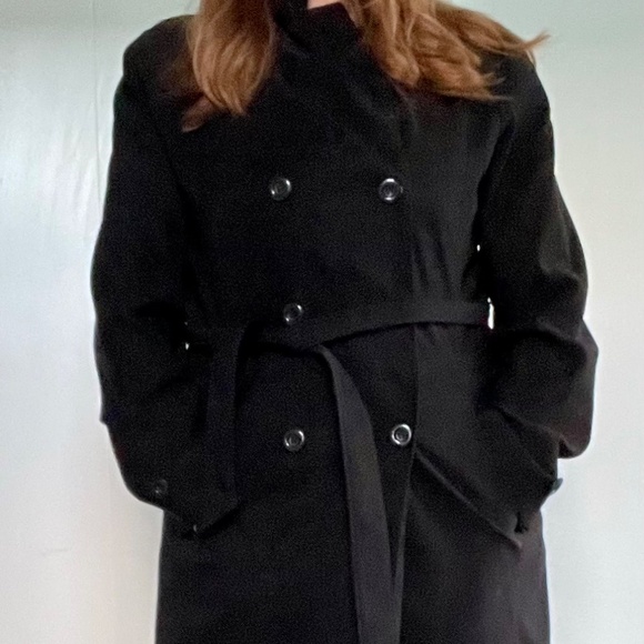 Utex Black Double-Breasted Trench Coat - Picture 12 of 12